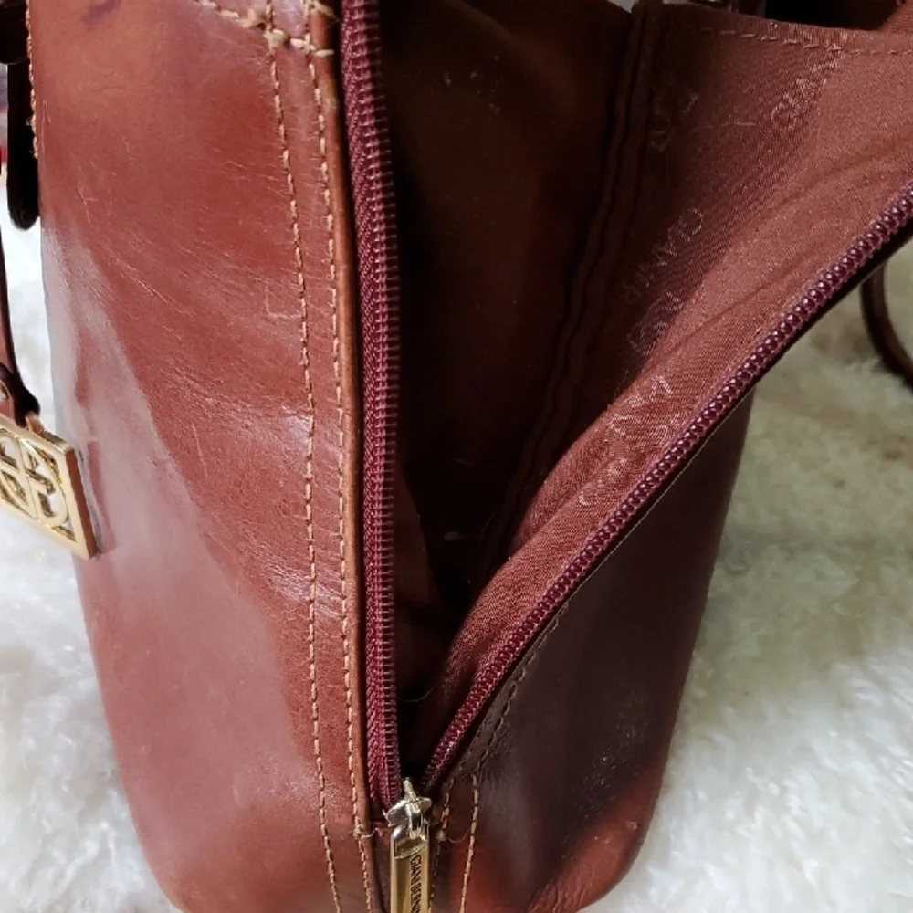 Gianni BERNINI Brown Large  leather Tote Bag Double Zipper